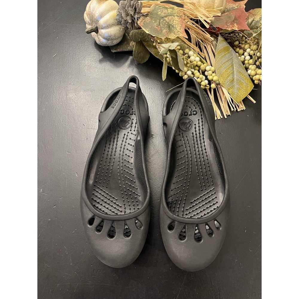 Crocs Black Malindi/Kadee Slip On Sling Back Ballet Flats Sz Women's 9